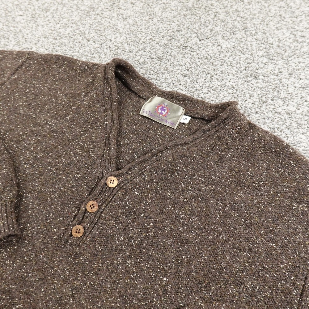 Territory Ahead Sweater Mens S Brown Donegal Speckled Henley V‎ Neck Pullover
